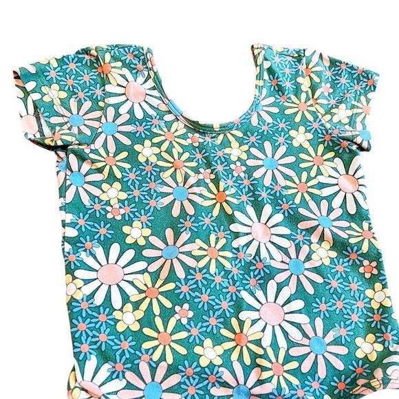 Alice + Ames Retro Floral Patterned Short Summer Sleeve Bodysuit Leotard Size 6 - Picture 2 of 4